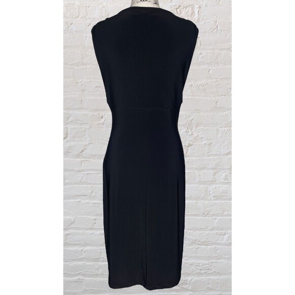 Ralph Lauren LRL Ruched Knee Length Dress Womens 6 Black Surplice Neckline - Picture 4 of 9
